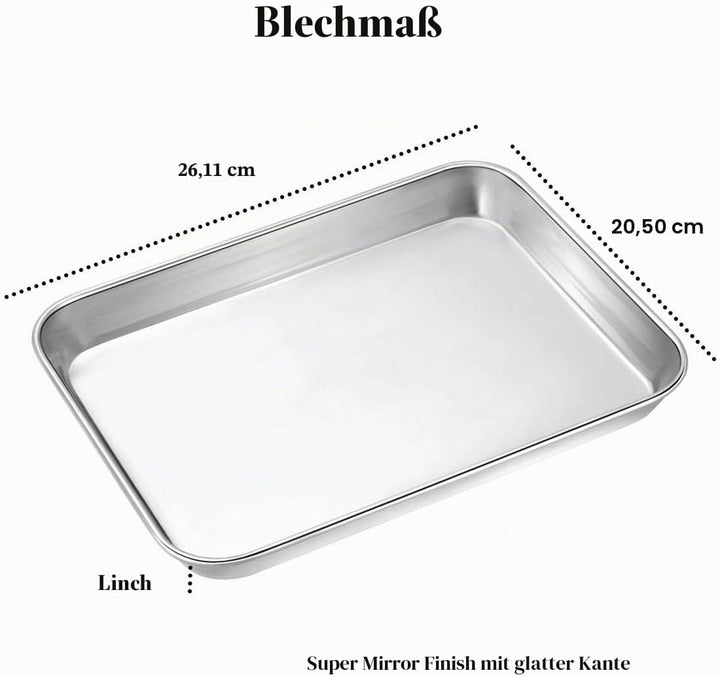 Wildone Baking Sheet Set of 2, Edelstahl Ofenblech Kuchenblech, Grösse 25.4 x 20.3 x 2.5 CM, Ungifti