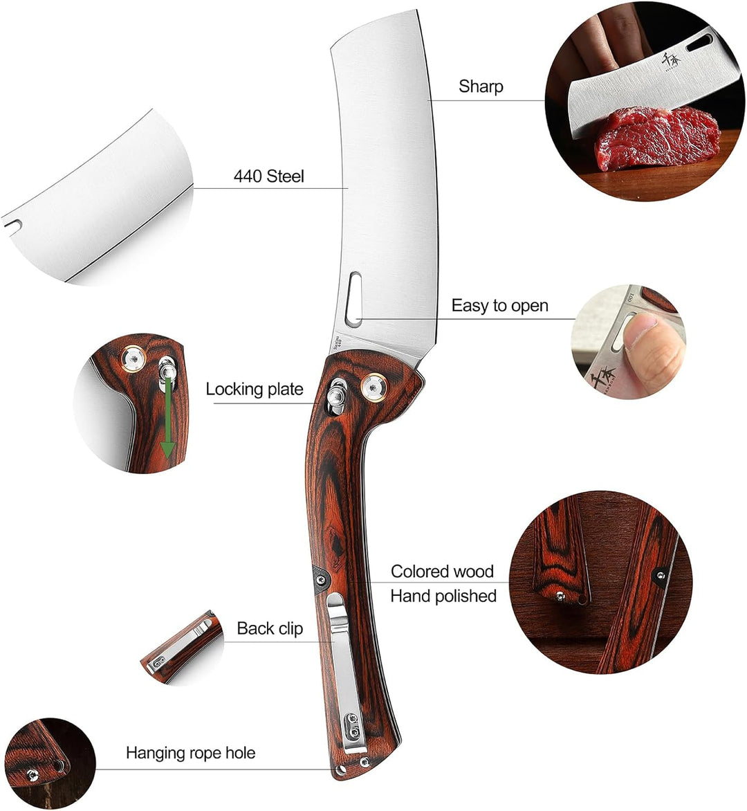 SENBON 440 Edelstahl Super Sharp Falten Chef Messer Schälen Utility Messer Obst Messer Bunter Holzgr