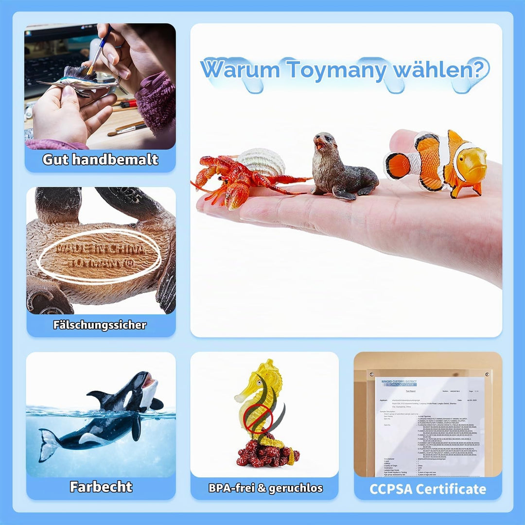 TOYMANY 16 Stück Meerestierfigurenset Ocean Spielfiguren Spielzeug 16Stück Meerestiere, 16Stück Meer