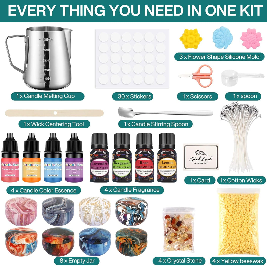 BGIUSQF Kerzen Selber Machen Set, DIY Kerzenherstellung Kit, Duftkerze Geschenke Kerzenherstellung K