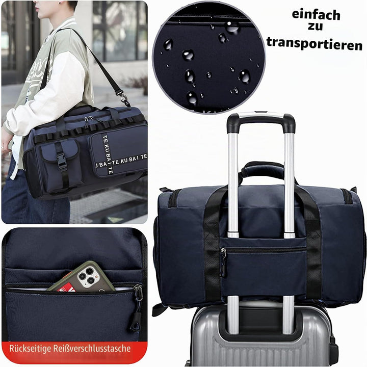 AUNGKWANG Reisetasche Damen Herren, 65L Wasserabweisende Sporttasche, Large Capacity Reise Tasche Gy