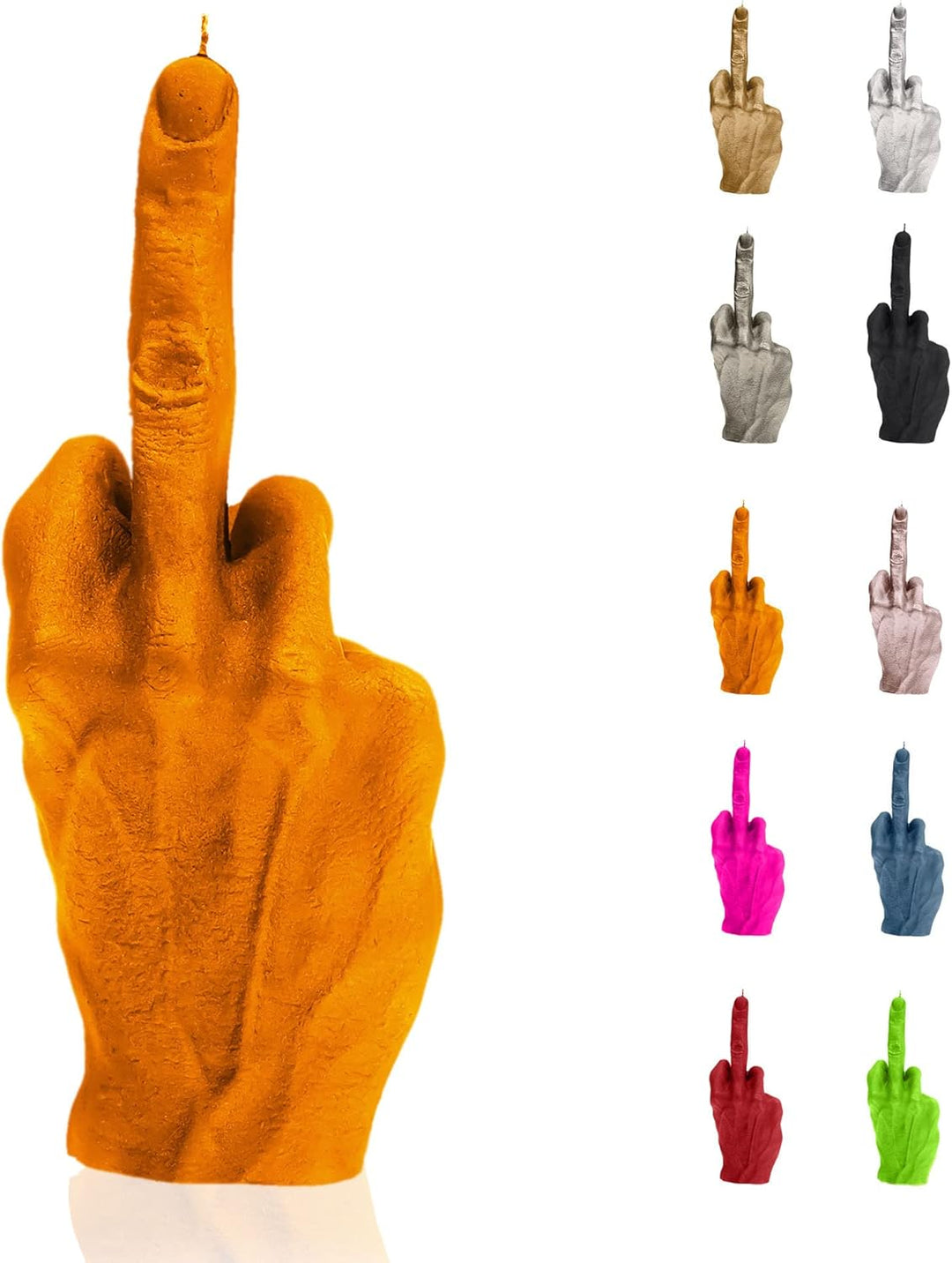 Candellana Kerze in Form eines Mittelfingers | FCK | Höhe: 22,2 cm | Orange | Brennzeit 30h | Kerzen