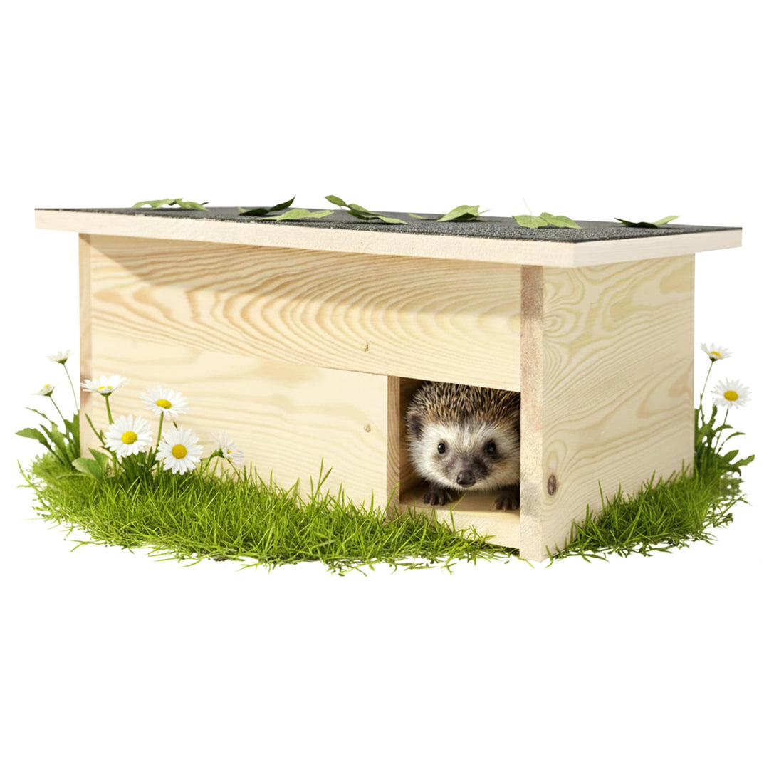 PATKAR Igelhaus Winterfest mit Boden [SCHÜTZT VOR FRESSFEINDEN] - Premium Igelfutterhaus (Made in Eu