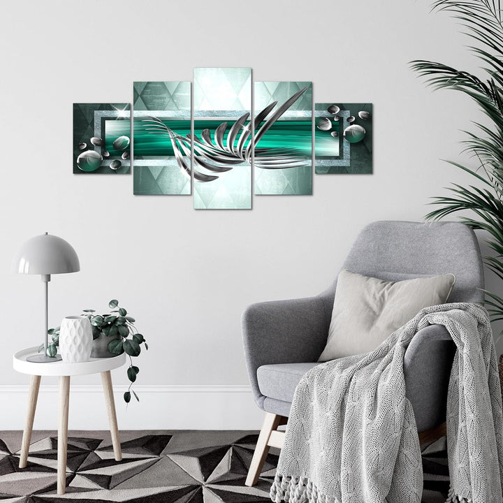 Runa Art Wandbilder Abstrakt 5 Teilig Bild auf Vlies Leinwand Deko Wohnzimmer Schlafzimmer 3D Effekt