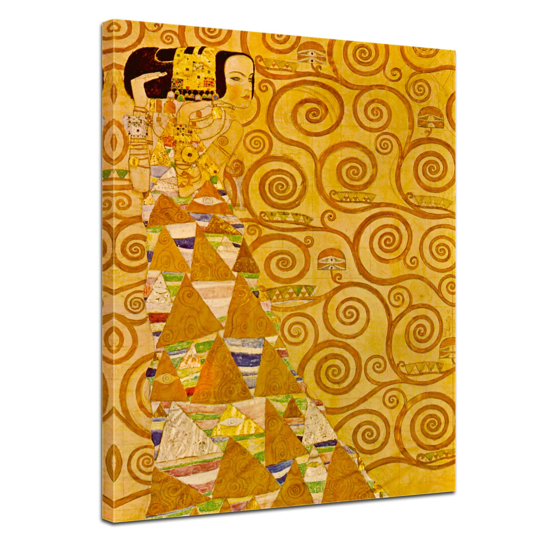 Bilderdepot24 Bild auf Leinwand | Gustav Klimt Die Erwartung in 50x70 cm als Wandbild | Wand-deko De