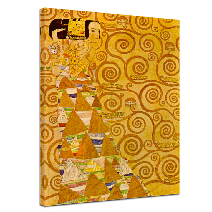Bilderdepot24 Bild auf Leinwand | Gustav Klimt Die Erwartung in 50x70 cm als Wandbild | Wand-deko De
