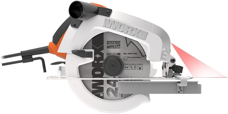 WORX WX445 Handkreissäge 1600W - mit präziser Schneidleistung, Laserführungssystem, einstellbarem Sc