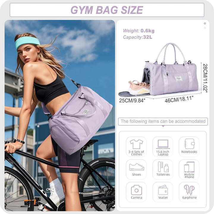 HYC00 Sport Duffel Bag Damen Handgepäck Sporttasche für Damen Herren mit Nassfach & Schuhfach, Reise