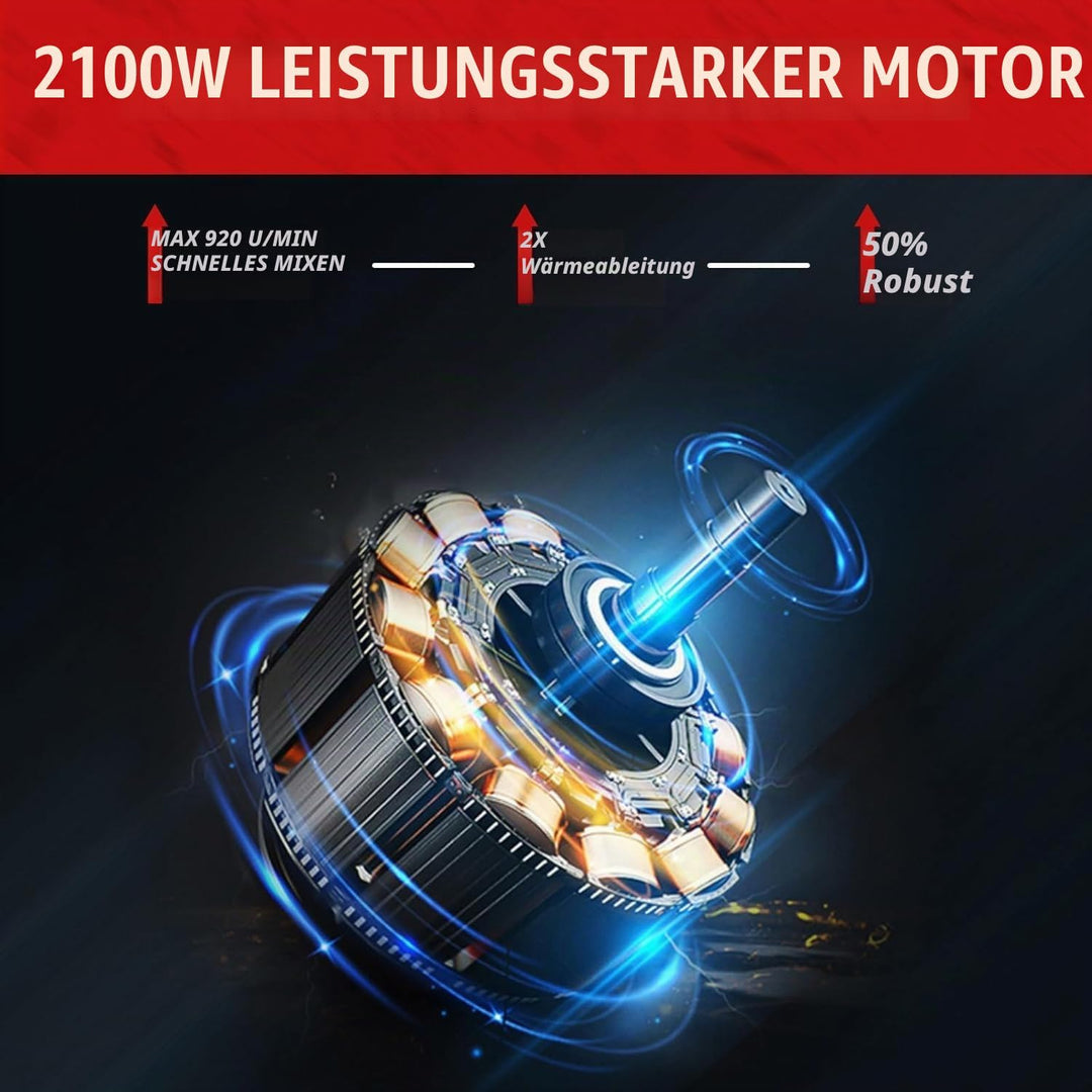 TABODD 2100W Rührwerk Mörtelrührer, 800r/ min 6 Stufen Handrührgeräte Mischer Rührer Rührgerät Mörte