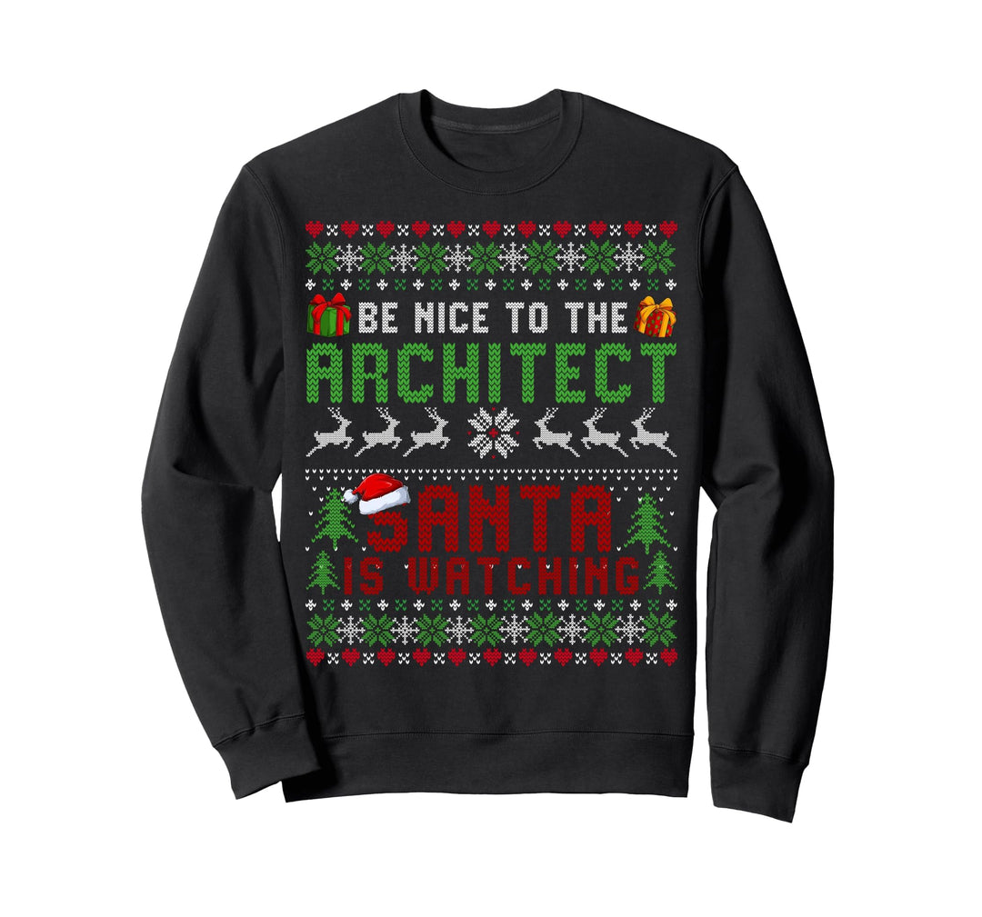 Weihnachts-Pullover von Be nice To the Architect Santa is Watching Sweatshirt