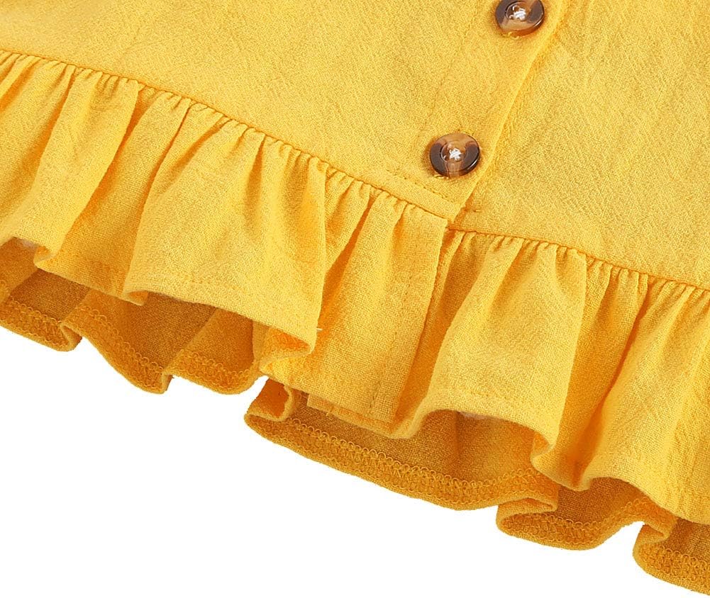 ANUFER 3 Stück Mädchen Kinder Kleidungsset Hell Gelb Sonnenblume Baby Outfits Westentops + Shorts Ho
