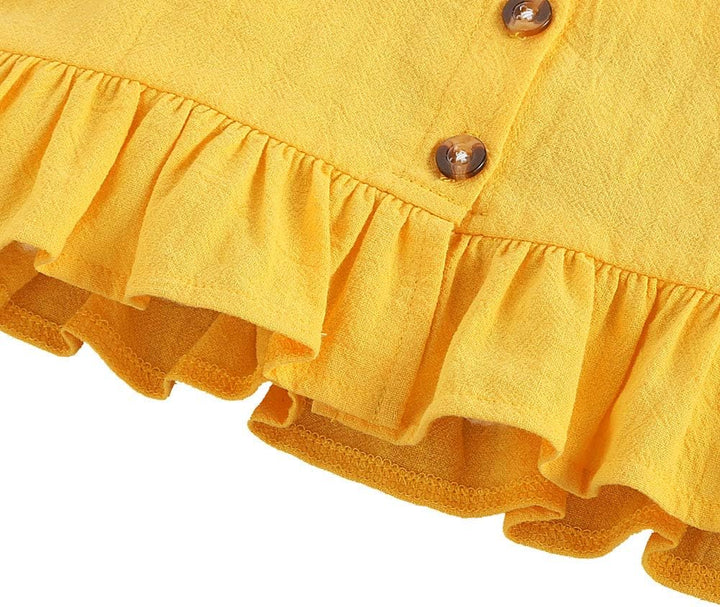 ANUFER 3 Stück Mädchen Kinder Kleidungsset Hell Gelb Sonnenblume Baby Outfits Westentops + Shorts Ho