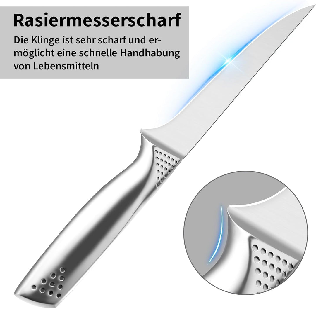 Edelstahl Filetiermesser Fisch Ausbeinmesser Scharf: 15cm Küche Profi Küchenmesser Flexibler Klinge