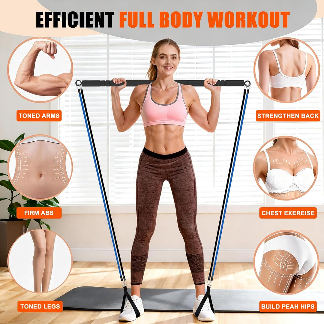 Fitnessbänder Pilates Bar Set, Fitnessgeräte für Zuhause