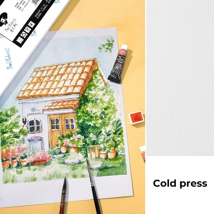 Paul Ruben Aquarellpapier 60 Blatt, 50% Baumwolle, 300 g/m², säurefrei, lose, weiss, kaltgepresst, f