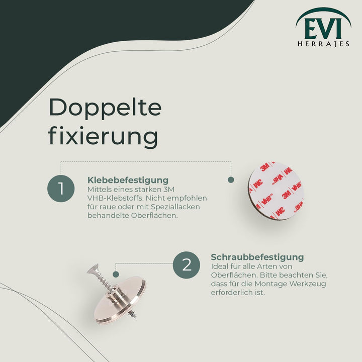 EVI HERRAJES Verstellbarer Türstopper aus Messing, Dual-Installation (Schwarzer Gummi), Schwarzer Gu