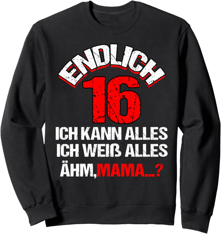 Endlich 16 Geburtstag Ich Kann Alles Ich Weiss Alles Sweatshirt