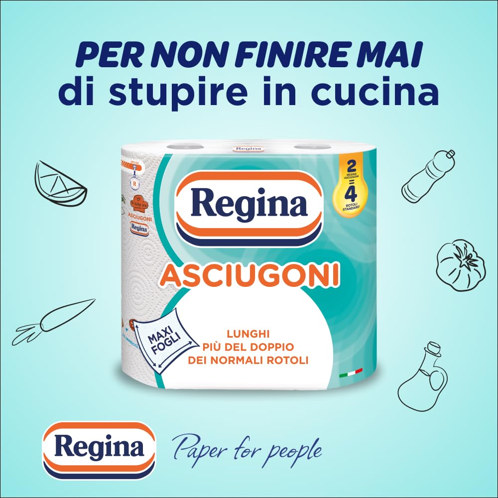 Handtücher Regina Küchenpapier | Packung mit 24 Rollen mit 2 Schichten | 85 Risse pro Rolle* | Maxi-