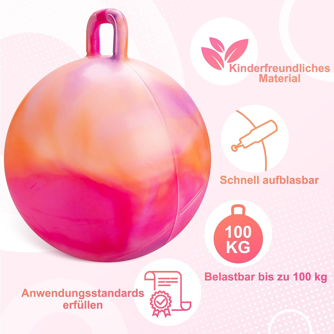 U&amp;C Planet 55cm Hüpfball Sprungball mit Griff, 100 KG belastbar Space Hopper mit Luftpumpe Spielzeug