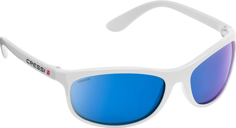 Cressi Unisex Erwachsene Rocker Sonnenbrille Für Sport Weiss/Gespiegelte Linsen Blau Schwimmer, Weis