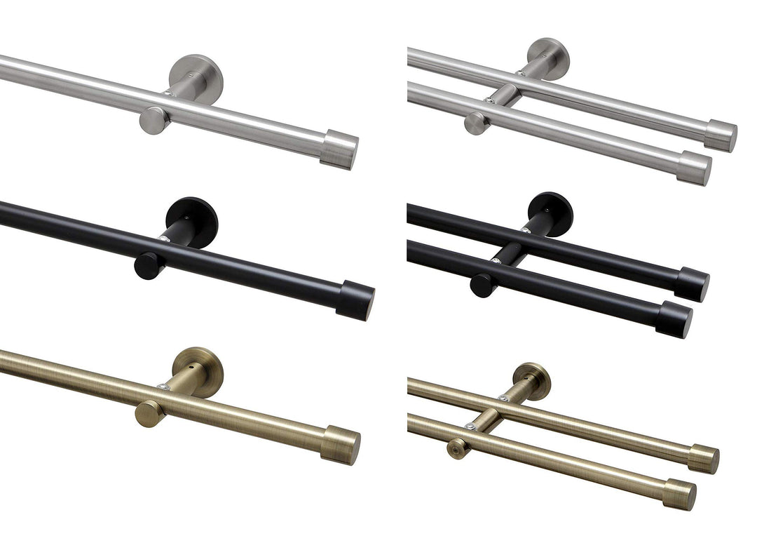 Garduna Gardinenstange Ø 16mm 2-Lauf Edelstahl-Look Metall, 160cm 160cm… 2-lauf Edelstahl Optik, 160