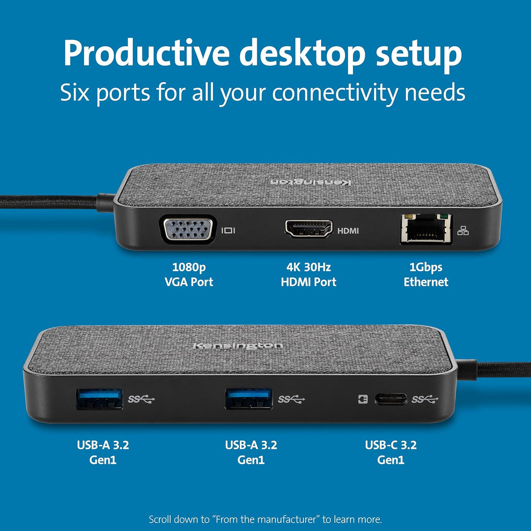 Kensington SD1650p USB-C Single 4K Tragbare Docking Station, Mobiles Dock mit HDMI, Kompatibel mit A
