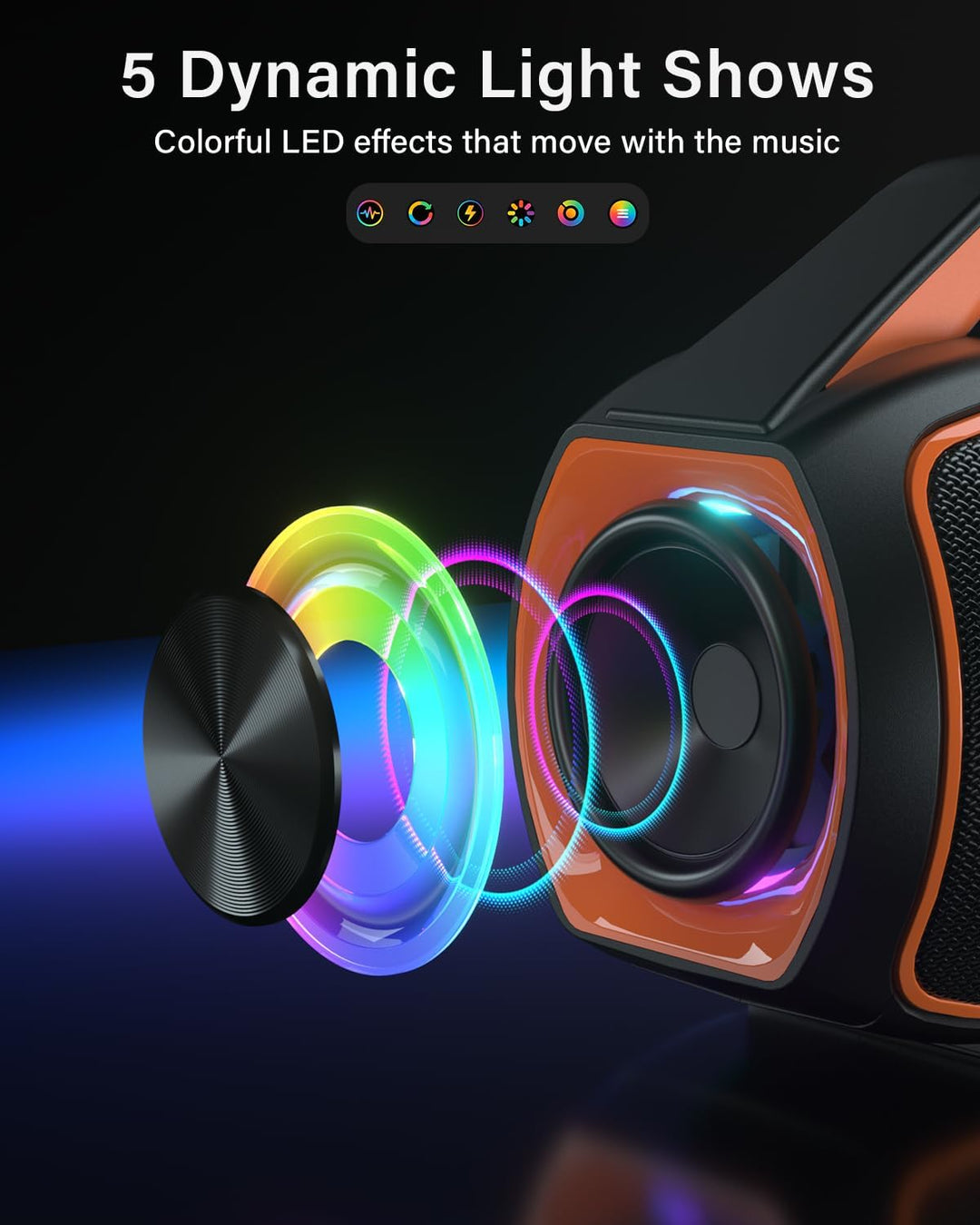 Bluetooth Lautsprecher Tragbare Musikbox,120W Peak Spitzenleistung, Bass Boost 2 * Subwoofer IP65 Wa