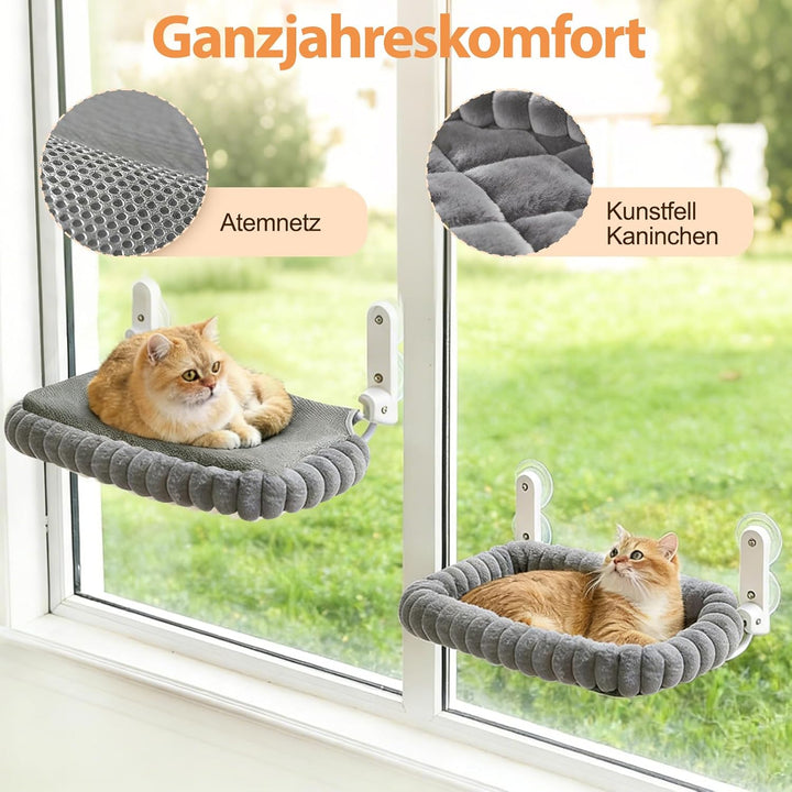 Katzen Fensterliege, Klappbarer Katzenbett Fenster Katzenliege Fensterbank Hängematte mit 4 Saugnäpf