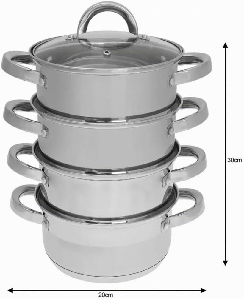 Mantowarka Dampfkocher 18cm Set Induktion Kochtopf Dampfgarer Glasdeck 5 Elemente KB-7137