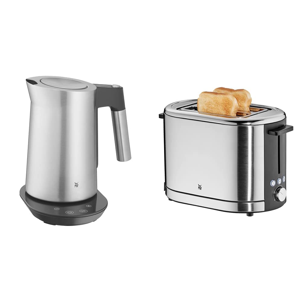 WMF Kineo Wasserkocher mit Temperatureinstellung 1,6l, Kalkfilter, 3000W & Lono Toaster Edelstahl, D