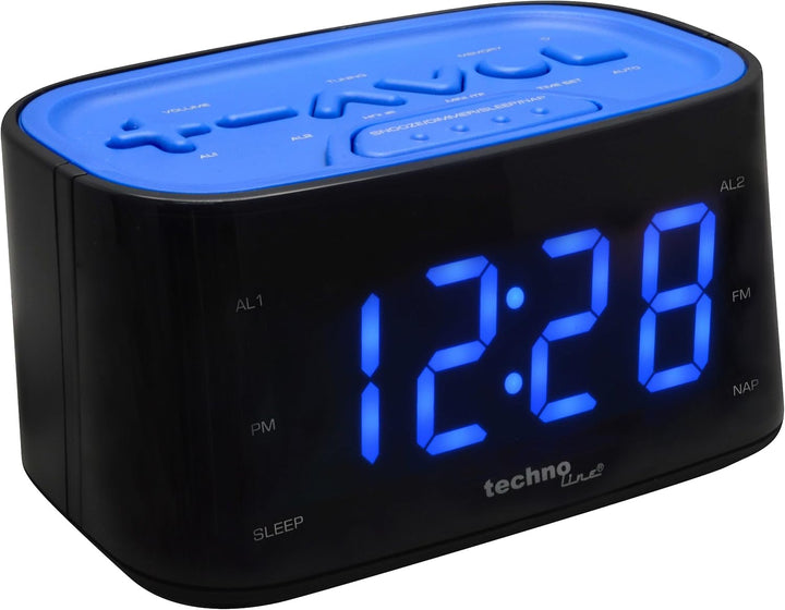 Technoline WT 465 LED Radiowecker mit Tasten im Play-Controller Design, blau, Blau