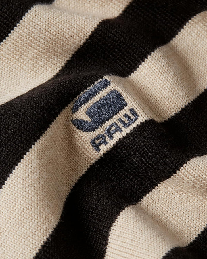 G-Star RAW Herren Stripe Knitted Pullover Knits L Mehrfarben (Dk Black/Whitebait Stripe D25155-d840-
