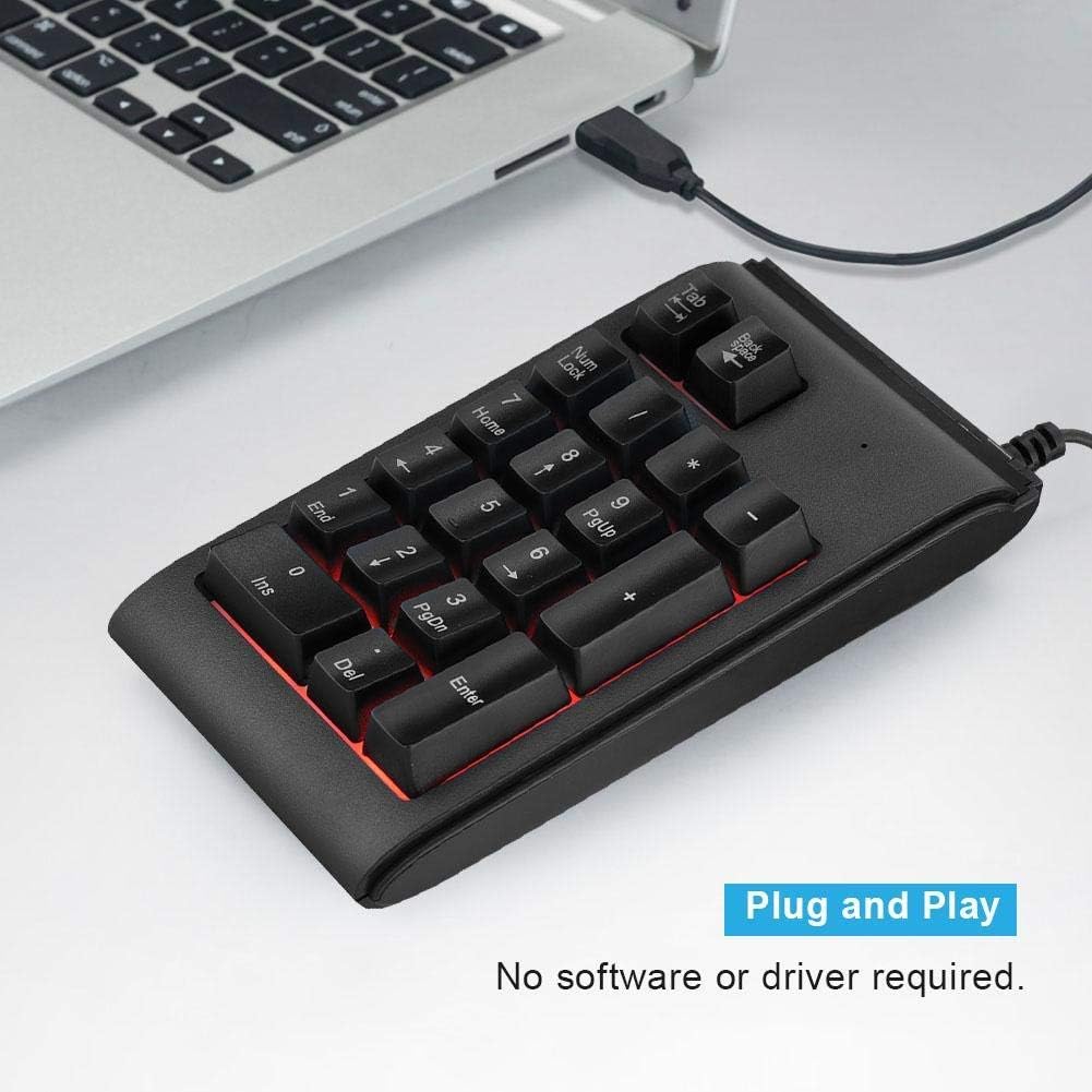 Goshyda Kabelgebundene Zifferntastatur, USB-Kabel 19-Tasten-Nummernblock Mechanisches Touch-Feeling