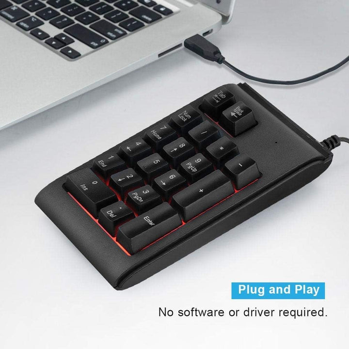Goshyda Kabelgebundene Zifferntastatur, USB-Kabel 19-Tasten-Nummernblock Mechanisches Touch-Feeling