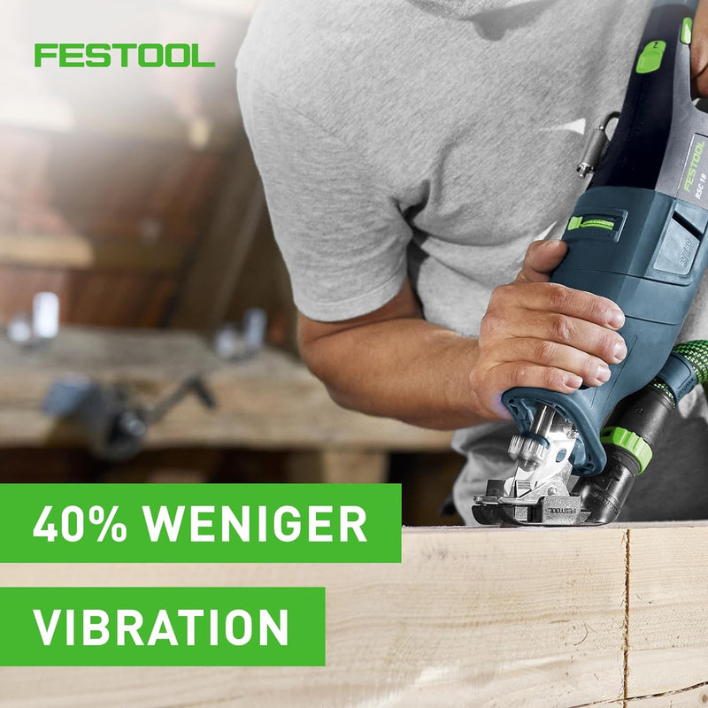 Festool Akku-Säbelsäge RSC 18 EB-Basic (mit Absaugvorrichtung, Säbelsägeblatt WOOD UNIVERSA), im Sys