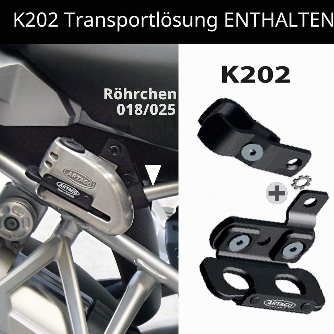 ARTAGO 32S1 Pack Bremsscheibenschloss mit Alarm 120db Hohe Sicherheit + Halterung für BMW (R1250GS,