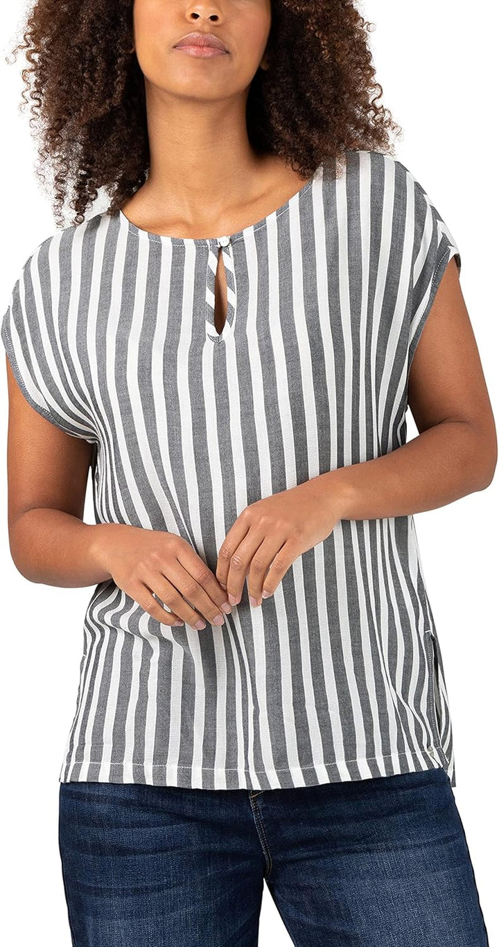 Timezone Damen Striped Airy Top T-Shirt XL Grey White Stripe, XL Grey White Stripe