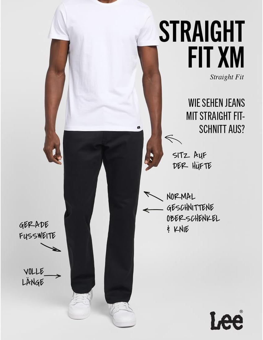 Lee Herren Straight Fit Xm Extreme Motion Jeans 32W / 32L Schwarz, 32W / 32L Schwarz