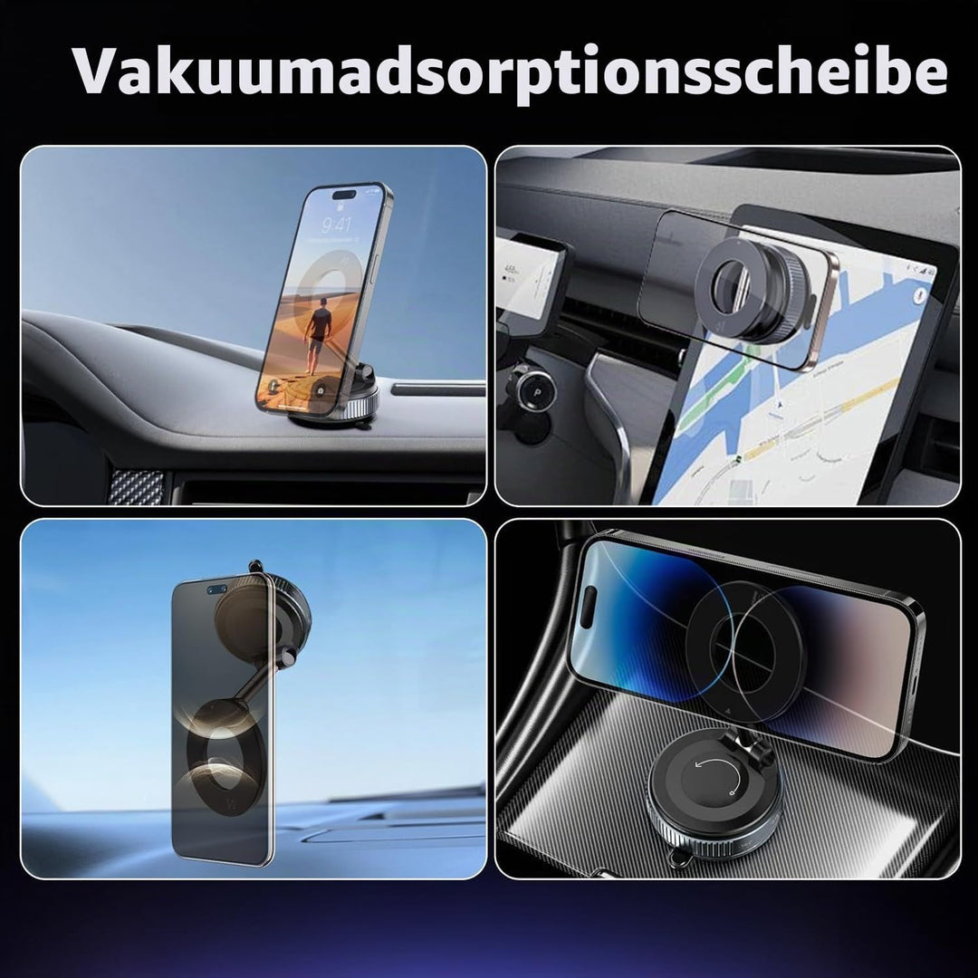 Vakuum Magnetische Handyhalterung fürs Auto, 2025 Vmag-S1, Saugnapf-Handyhalterung 360° drehbar, kla
