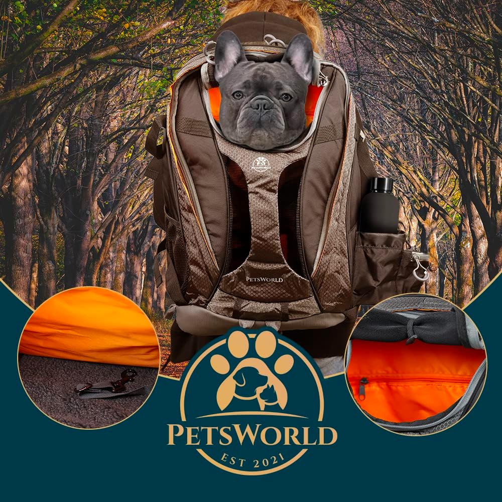PETSWORLD Hunderucksack | Für Hunde bis 10 kg | Inkl. Kotbeutelspender, Wassernapf und Laptopfach |