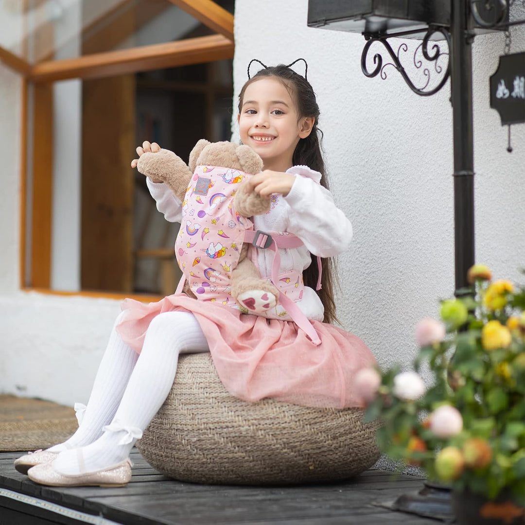 GAGAKU Puppentrage für Kinder Puppen Bauchtrage Puppen Tragesitz Puppenzubehör mit Verstellbaren Trä
