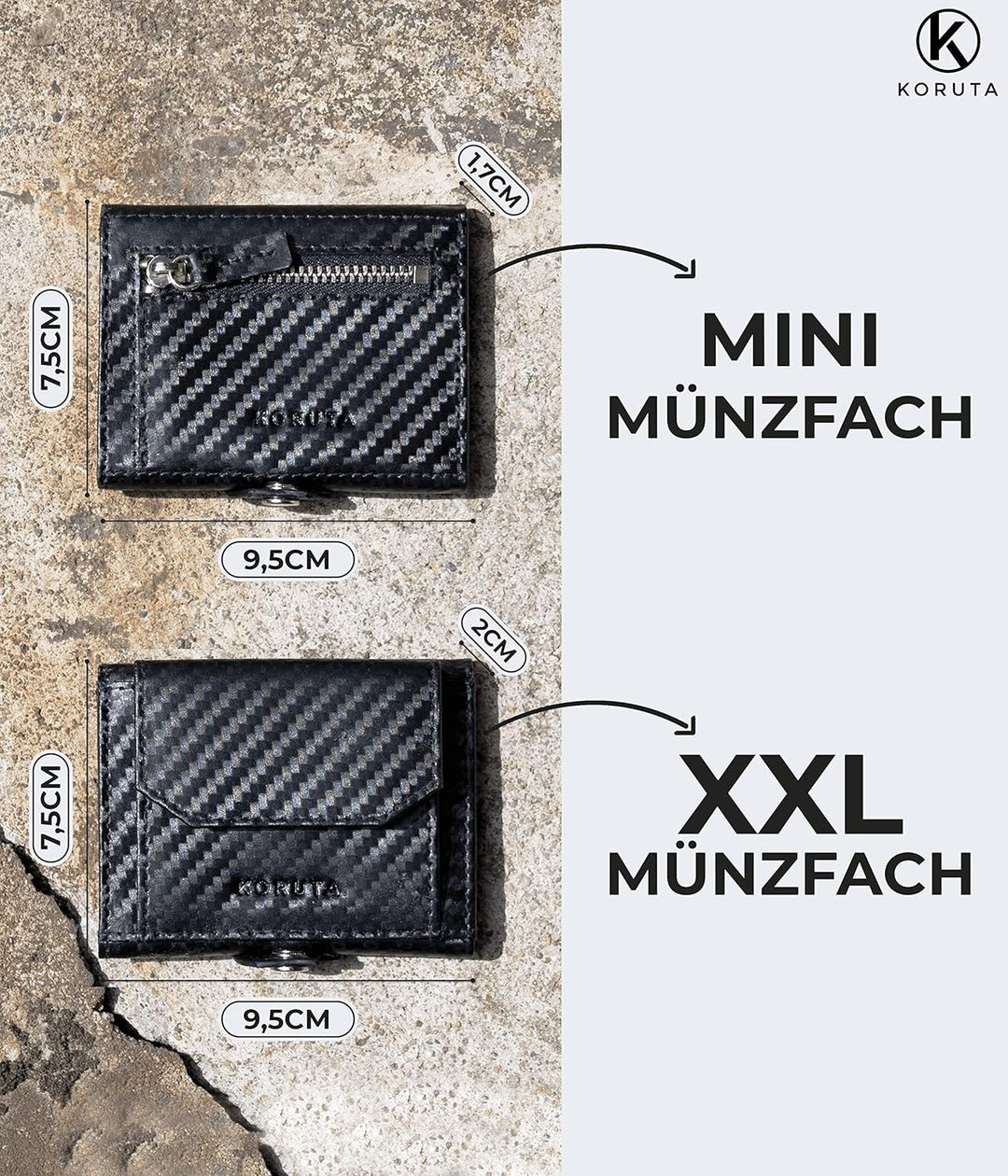 KORUTA® Slim Wallet mit Münzfach &amp; RFID Schutz - Kartenetui - Mini Geldbörse für Herren &amp; Damen - Kr