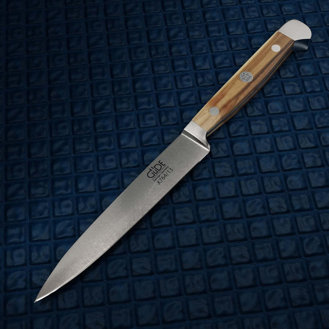 GÜDE Solingen - Spickmesser geschmiedet, 13 cm, Olivenholz, ALPHA OLIVE, Office Messer, Doppelkropf,