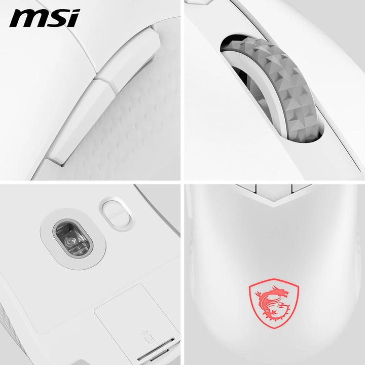 MSI Versa 300 Wireless White Gaming-Maus – 8000 DPI, symmetrisch, Kailh-Mikroschalter 30 Millionen K