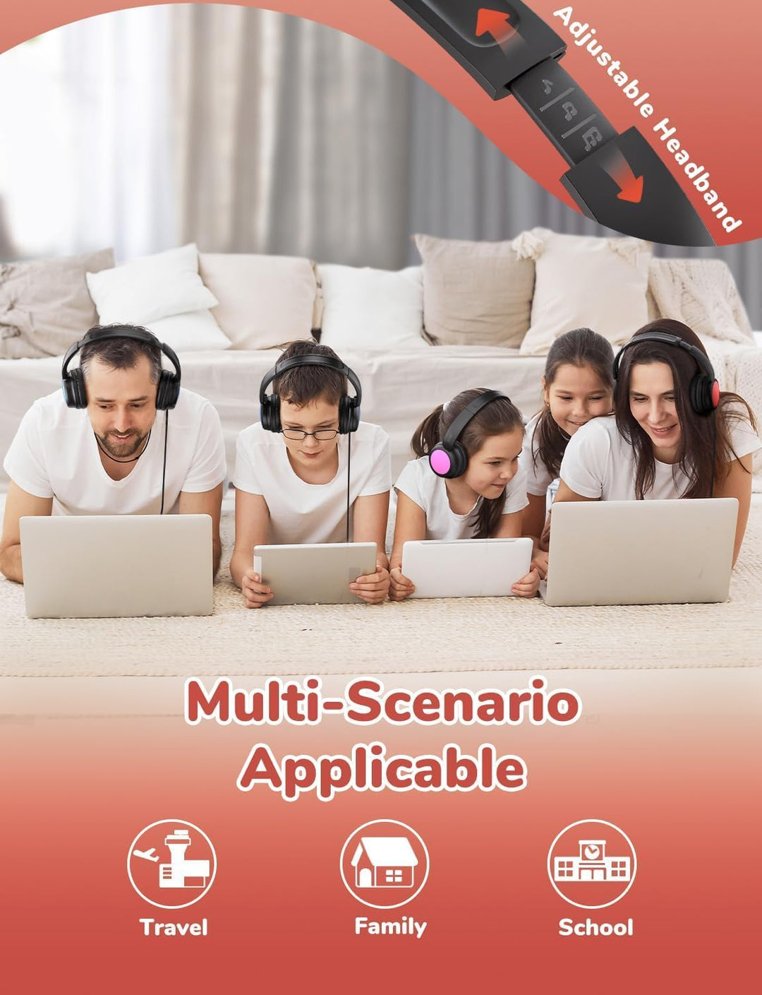 iClever kopfhörer Kinder mit Kabel 5 Pack, Kinderkopfhörer für die Schule | SafeSound Tech, Stereo-S