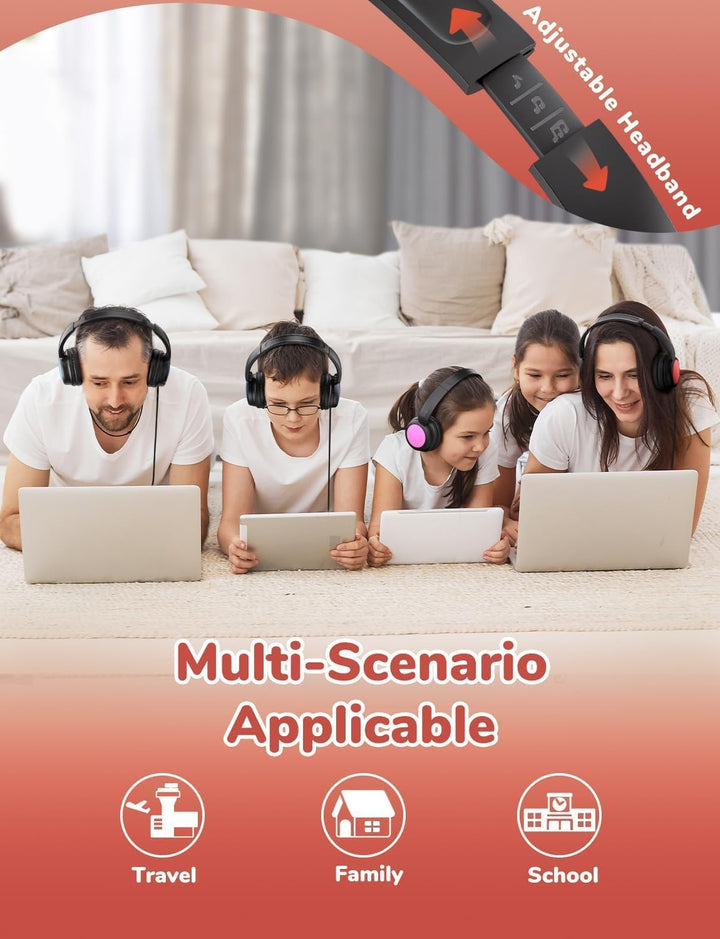 iClever kopfhörer Kinder mit Kabel 5 Pack, Kinderkopfhörer für die Schule | SafeSound Tech, Stereo-S