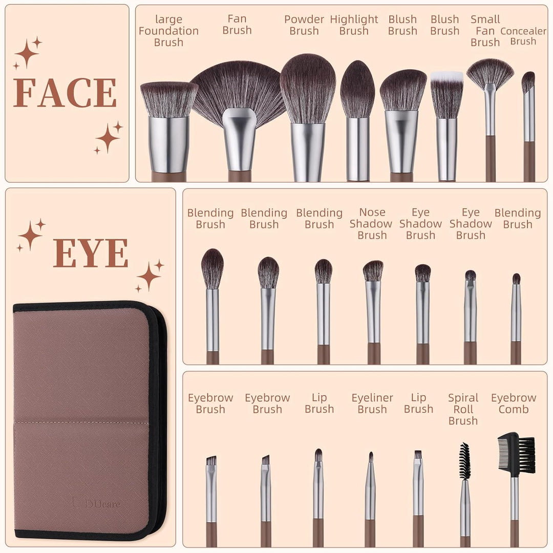 DUcare professionell pinselset makeup 22 Stück mit Luxus Kosmetiktasche, Premium Synthetik Make up P
