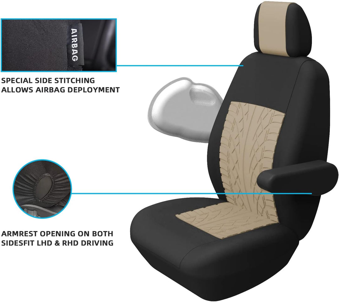 TOYOUN Universal Auto-Sitzbezüge für Transporter LKW Vorn Autositzbezüge 3D-Reifen-Spur-Muster Sitzb