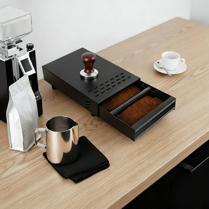 Kaffeesatz-Behälter, Edelstahl, 28x18x5cm, Schwarz