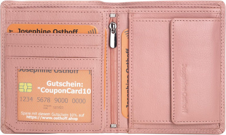 Josephine Osthoff MOOS Geldbörse echt Leder mit RFID Schutz, Farbe:Wildrose, Wildrose